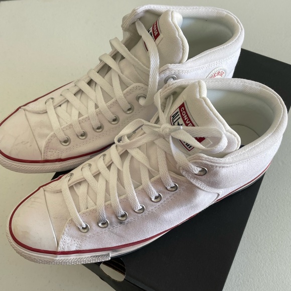 Chuck Taylors. Worn once for an 80’s themed party. :) scuffed. Size 9.5 - Picture 4 of 8